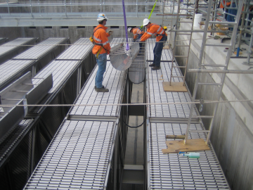 Installation of troughs as part of MRI's inclined plate settler